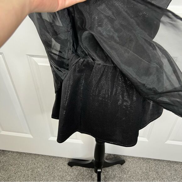Sz S English Factory Black Sparkle Glitter Empire Tulle & Organza Top NWOT $85 - Picture 6 of 12